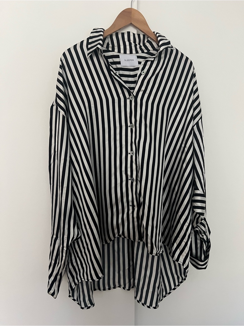 Sleeper Black & White Striped Pajamas 2 Piece Set Satin One Size $350 - Picture 5 of 12